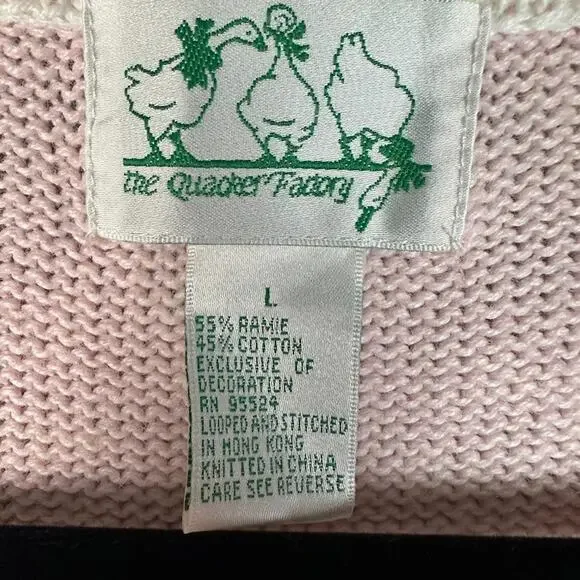 Quacker Factory Sweater Large Pink Fruit Cardigan Short Sleeve Summer Picnic - Picture 7 of 12
